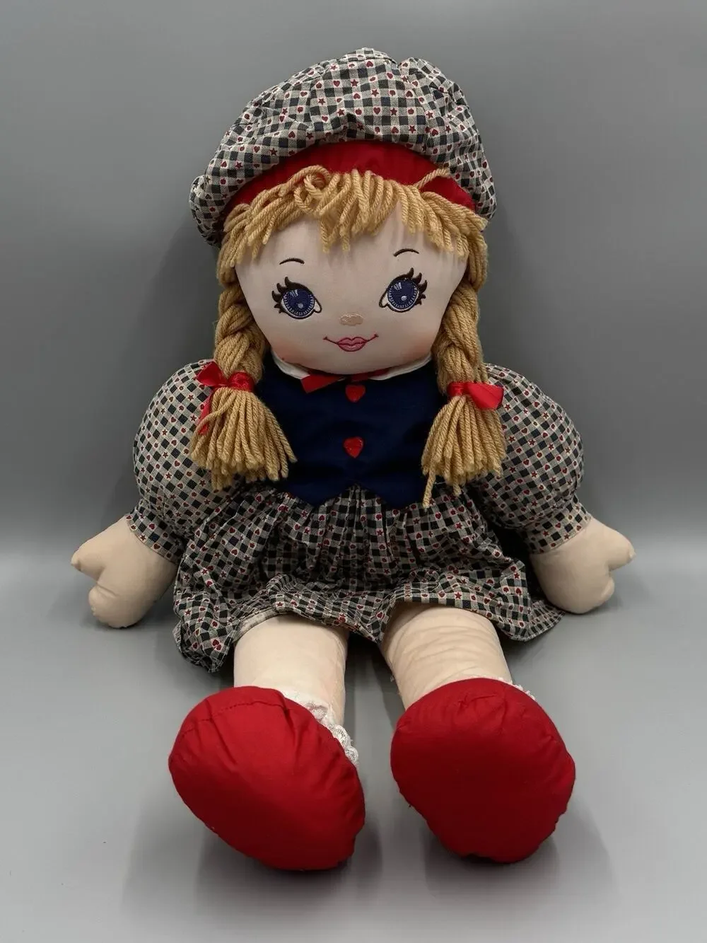 Vintage Sweetie Mine Soft Cloth Ragdoll Brook Country Girl 24” Blue Eyes